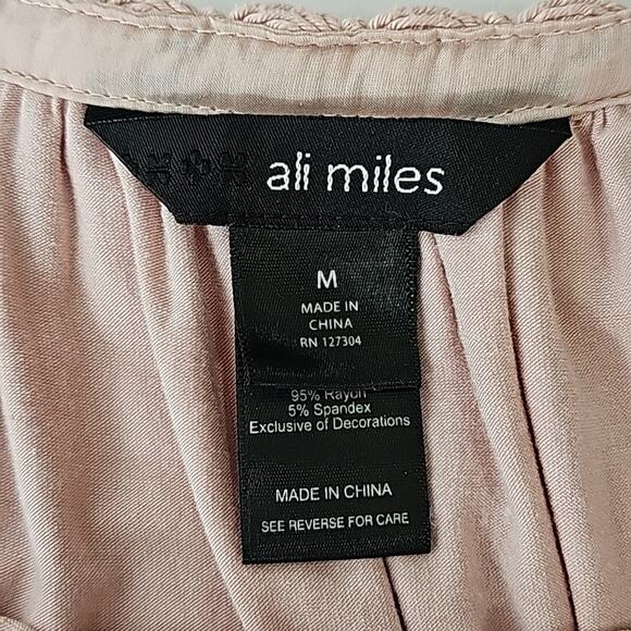 Ali Miles Womens Sz M Pink Fairy Feminine Lace Flowy Peplum Ruffle Top - Picture 4 of 12